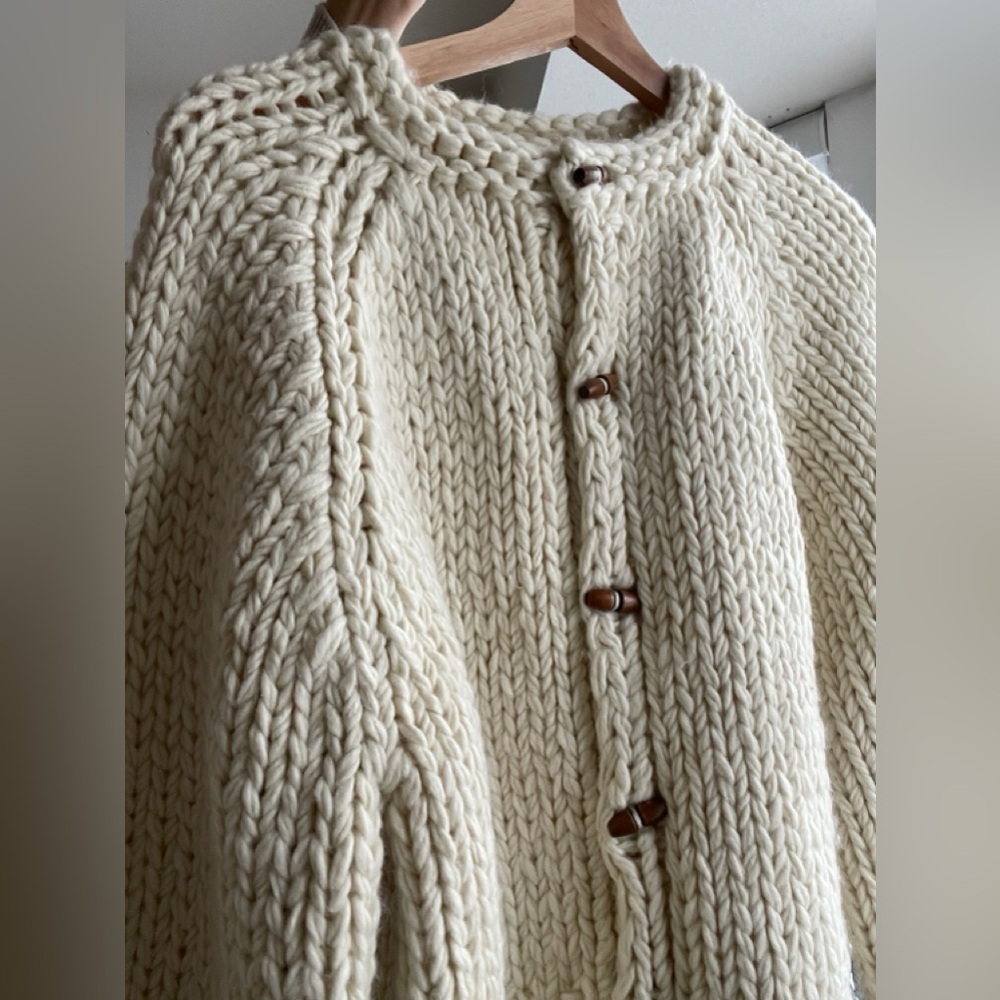 Chunky Knit Cream Cardigan Sweater - Picture 5 of 14